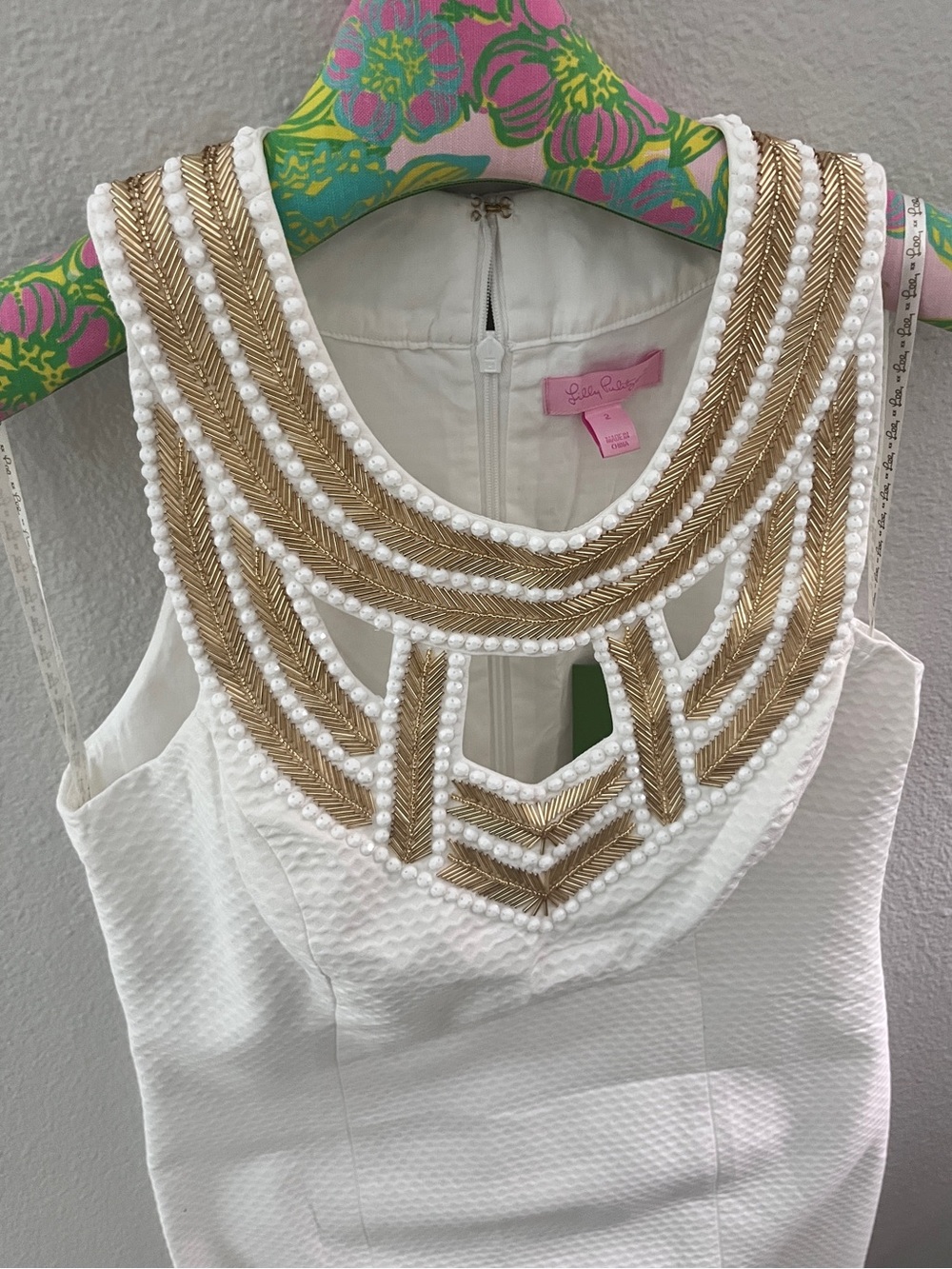 NWT Lilly Pulitzer CARLTON BEADED RESORT WHITE Shift Dress Sz 2 $238